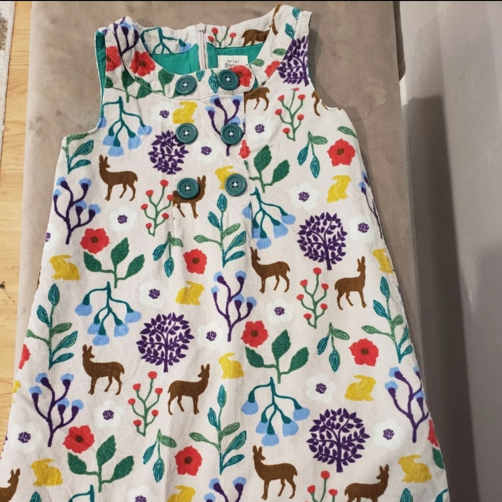 Mini Boden corduroy forest dress 5/6 years